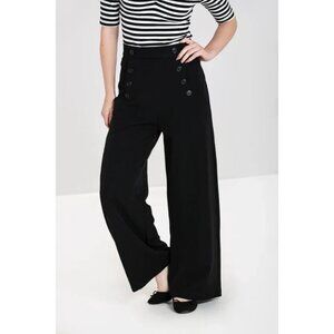 NWoT Hell Bunny Carlie Wide Leg Pants Black Women's size Large Sailor Style